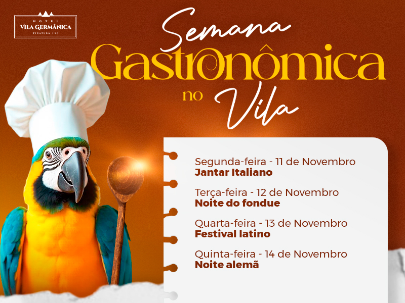 Hotel Vila Germânica | Semana Gastronômica no <span>Vila!</span>